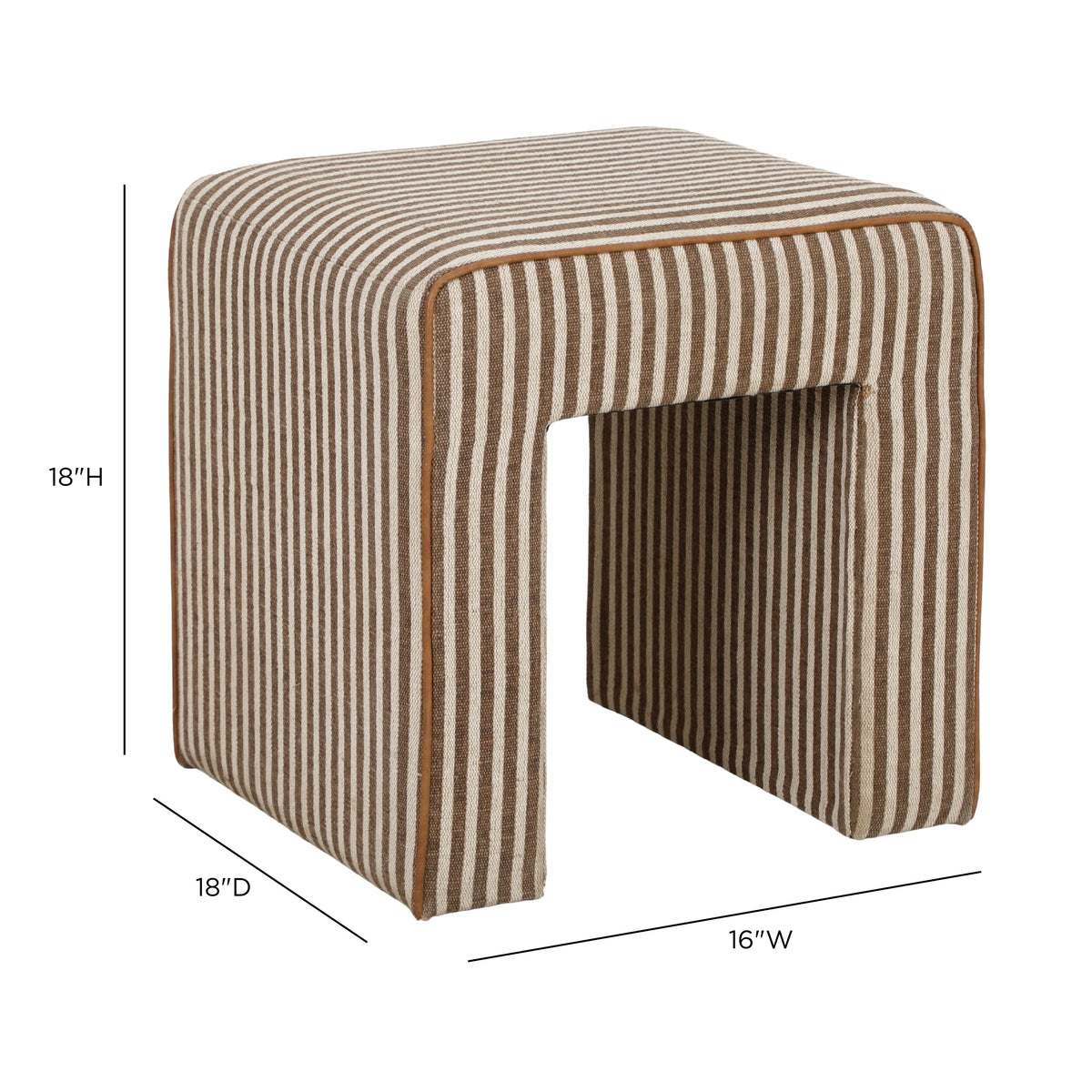 Byron Square Cotton Jute Ottoman - Brown - Image 6