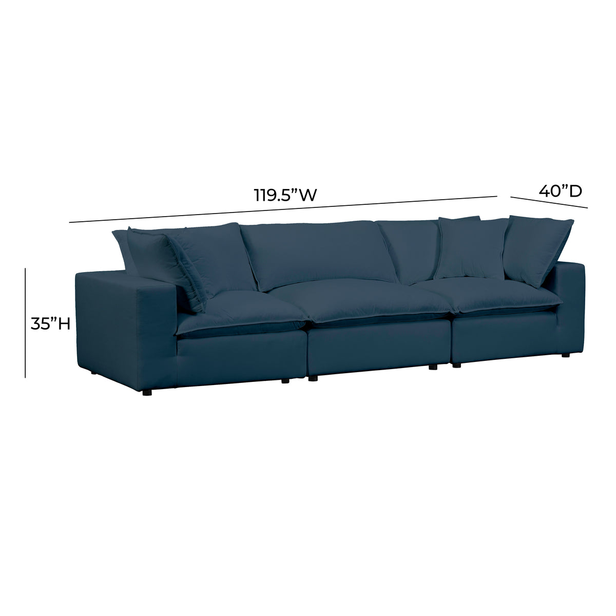 Cali 120" Modular Sofa - Navy - Image 7