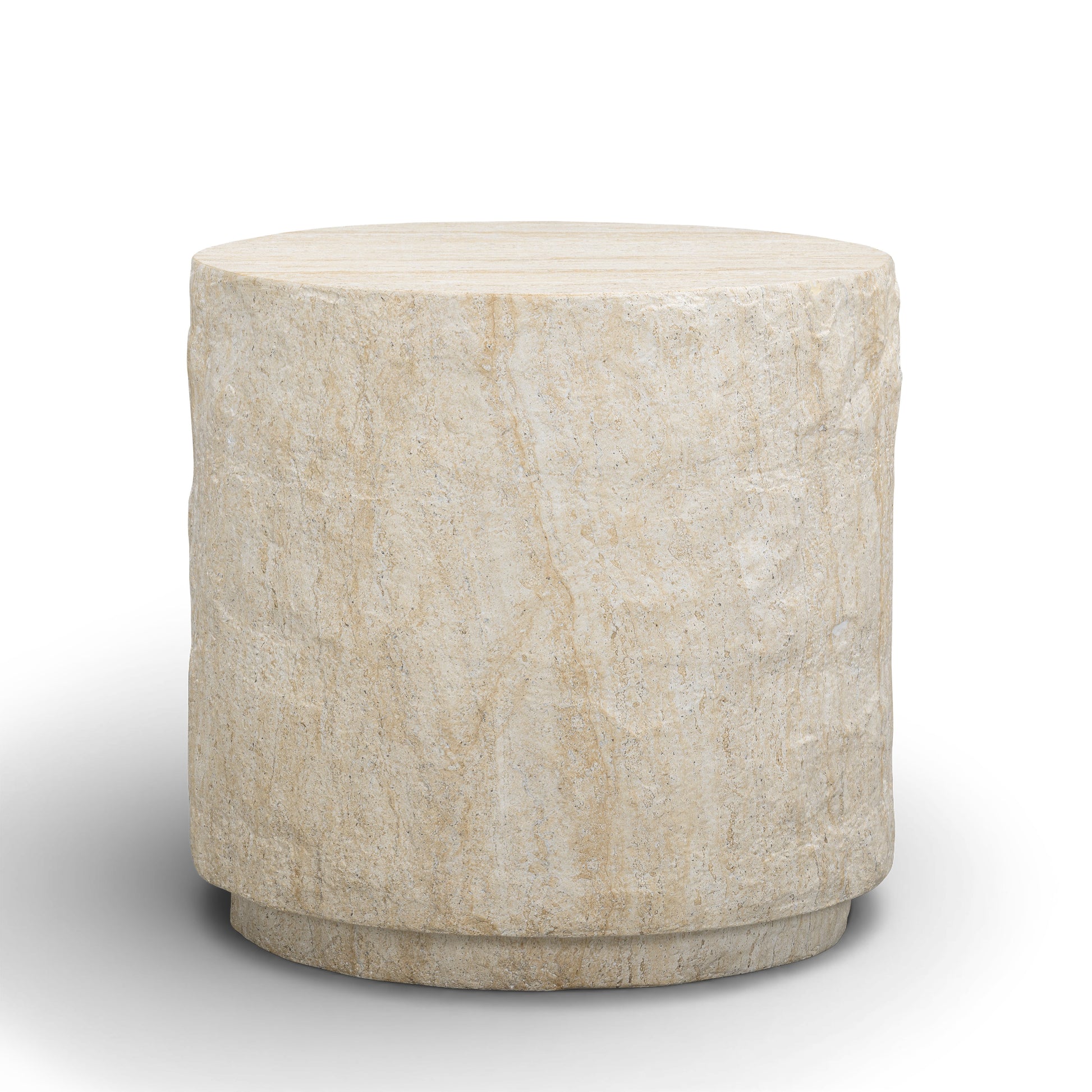 Roxanne Faux Travertine Indoor/Outdoor Concrete Side Table - Image 1