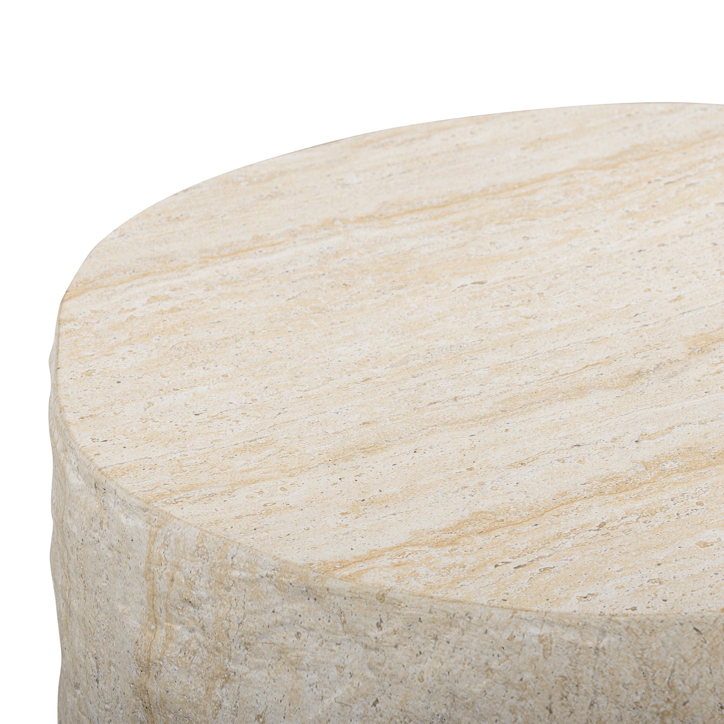 Roxanne Faux Travertine Indoor/Outdoor Concrete Side Table - Image 4