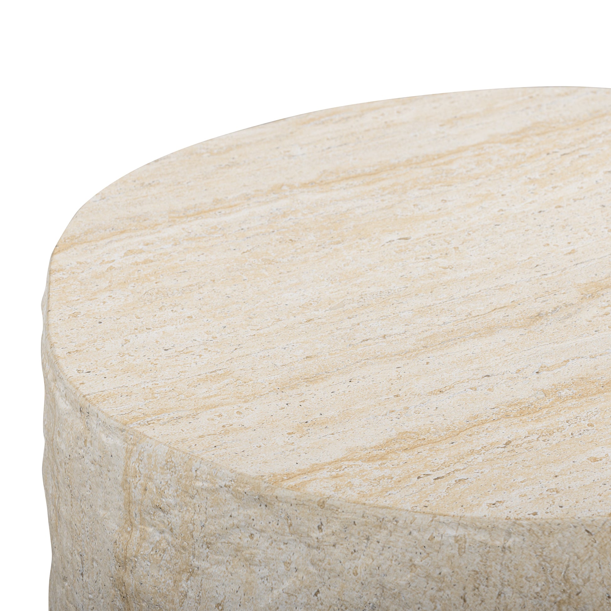 Roxanne Faux Travertine Indoor/Outdoor Concrete Side Table - Image 4