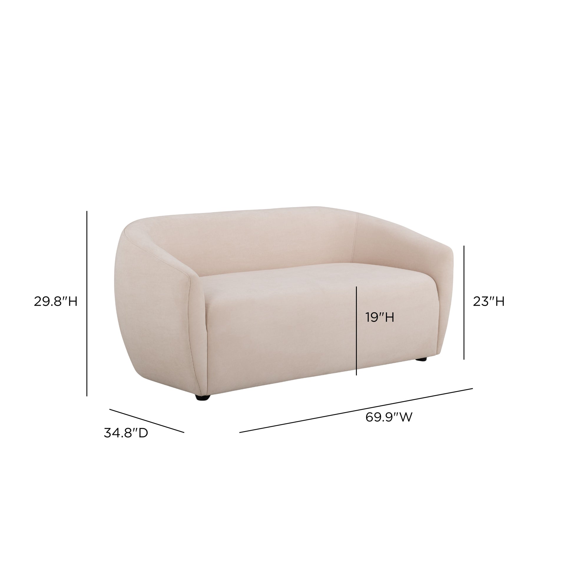 Jordan 70" Textured Performance Velvet Loveseat - Blush - Image 6