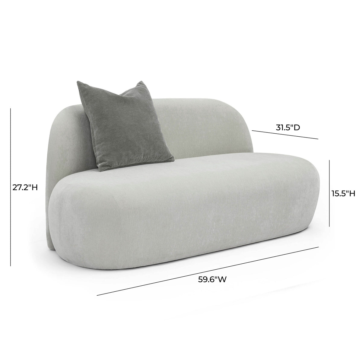 Carraway 59" Loveseat - Light Grey - Image 6