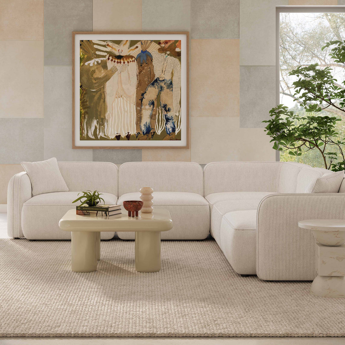 Travie 5-Piece Modular L-Sectional - White Sand - Image 2