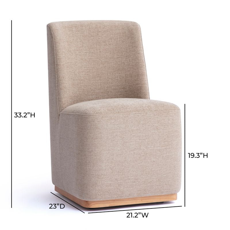 Melissa Performance Fabric Rolling Dining Chair - Tan - Image 6