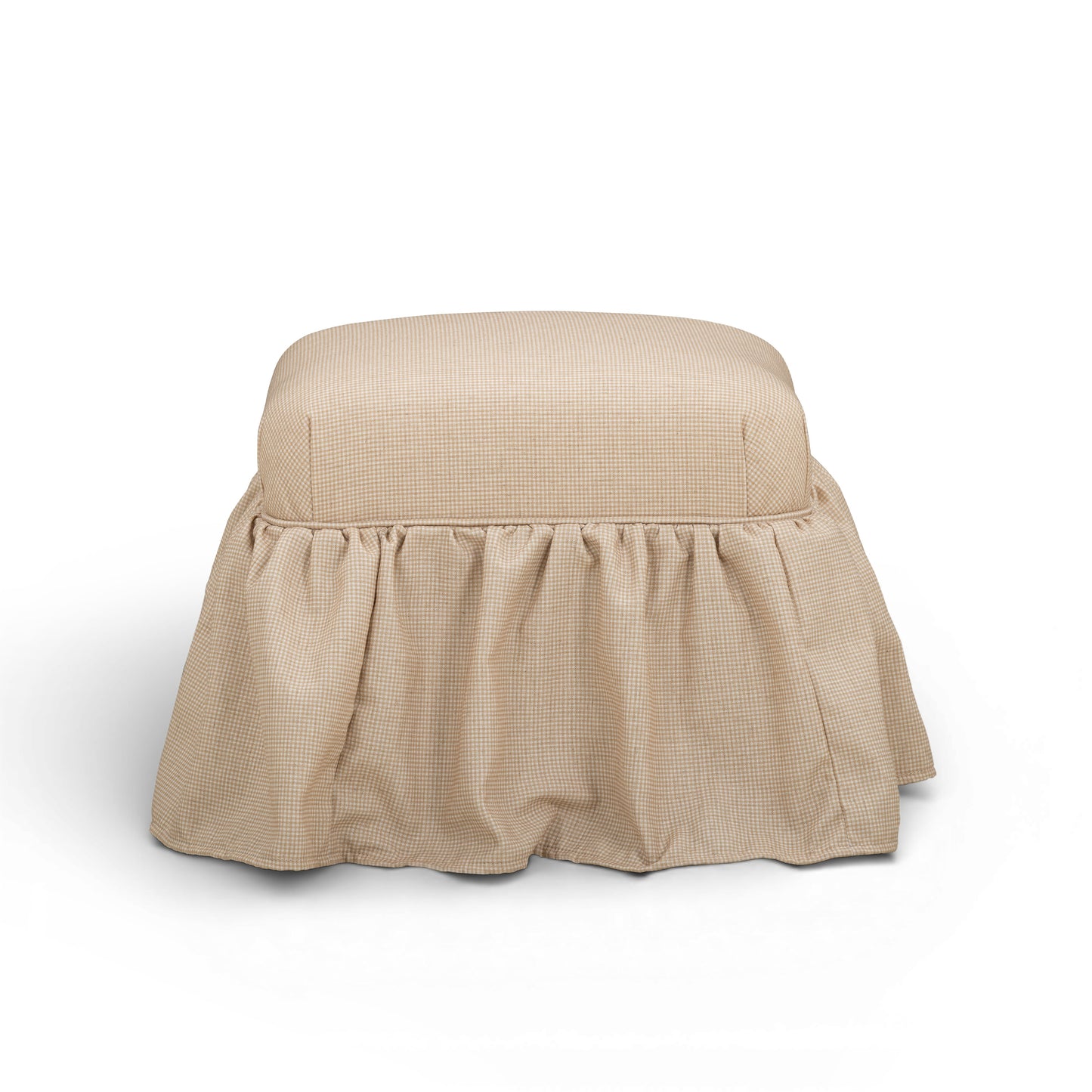 Gertrude Yellow Gingham Performance Linen Skirted Ottoman - Image 3
