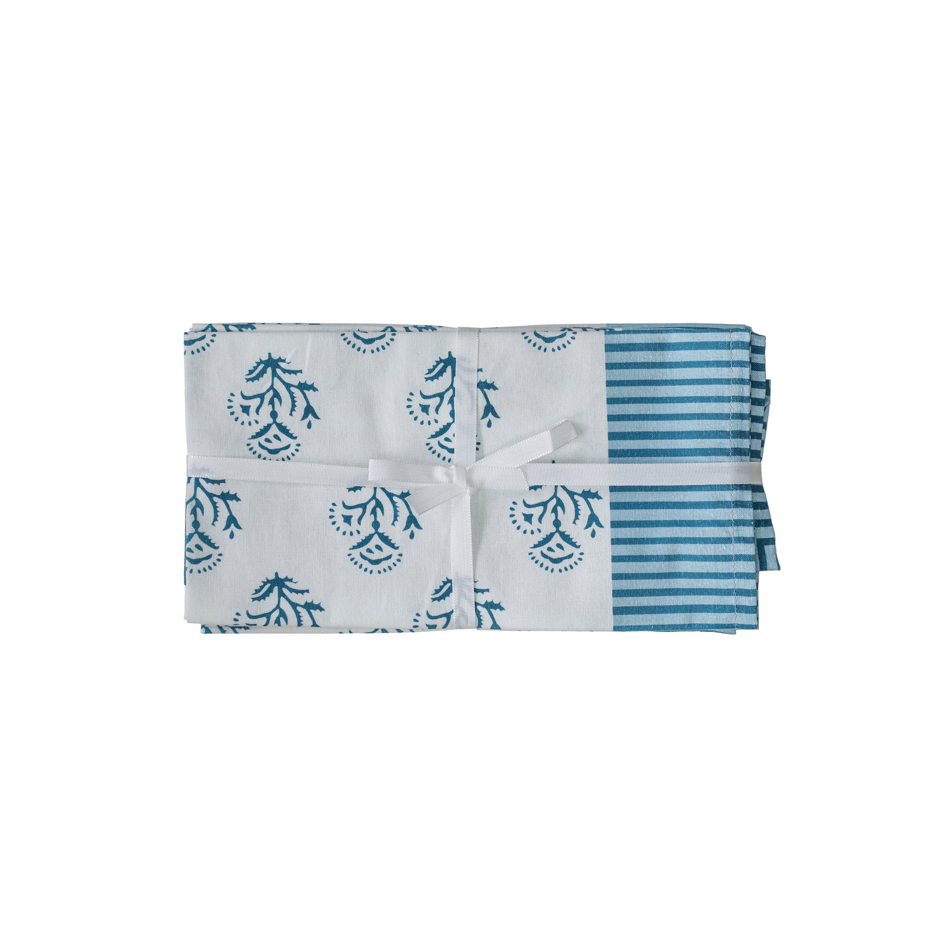 Crissy Cotton Canvas Printed Napkins - Set of 4 - Blue Vintage Floral - Image 1