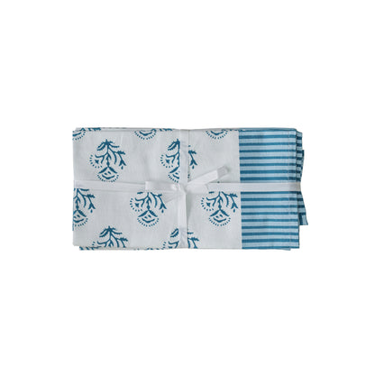 Crissy Cotton Canvas Printed Napkins - Set of 4 - Blue Vintage Floral - Image 1
