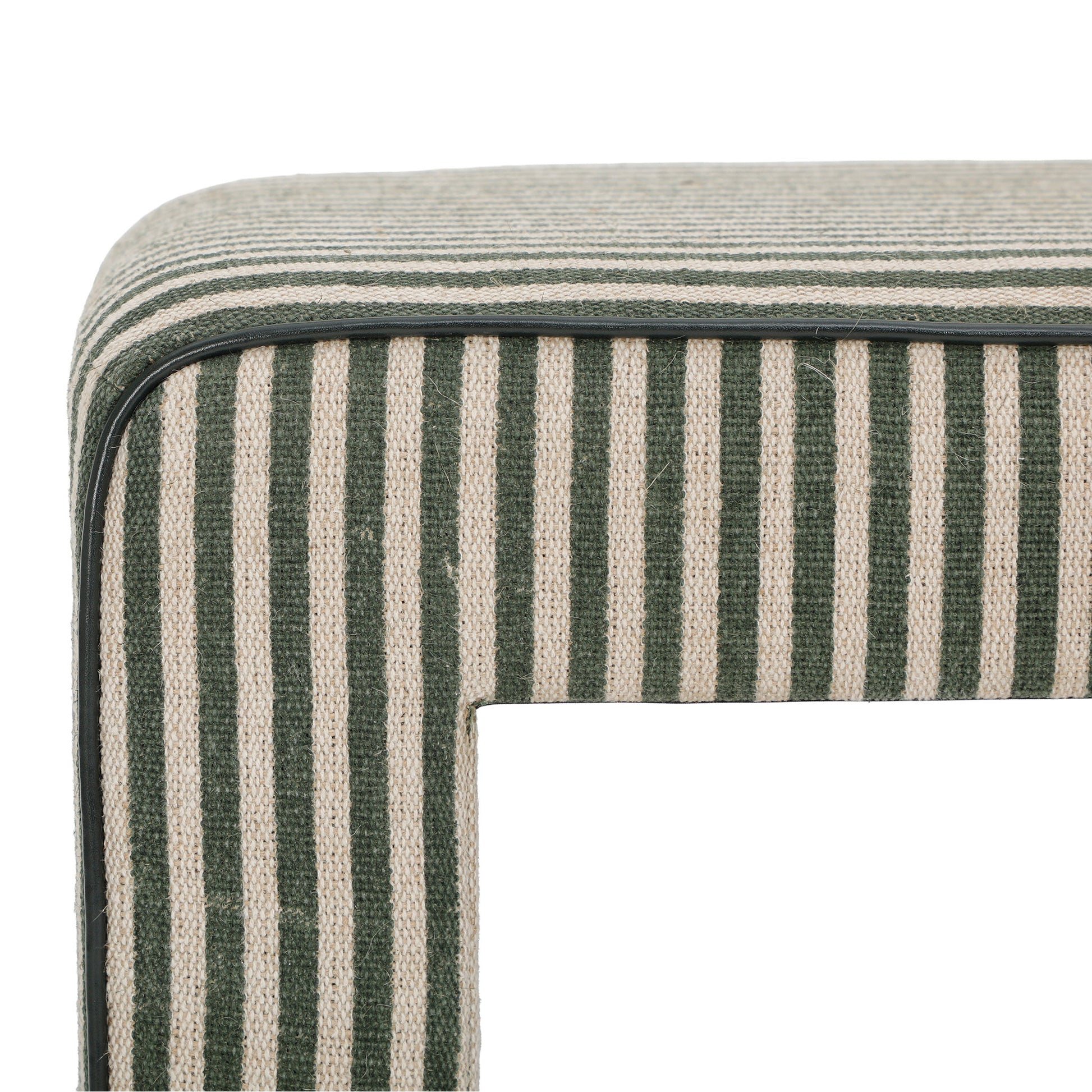 Byron Square Cotton Jute Ottoman - Green - Image 4