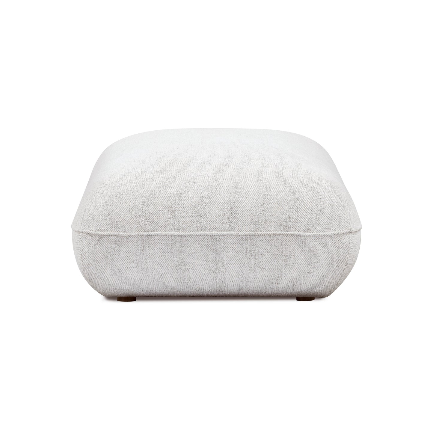 Arezza Stone White Contract-Grade Basketweave Chenille Ottoman - Image 1
