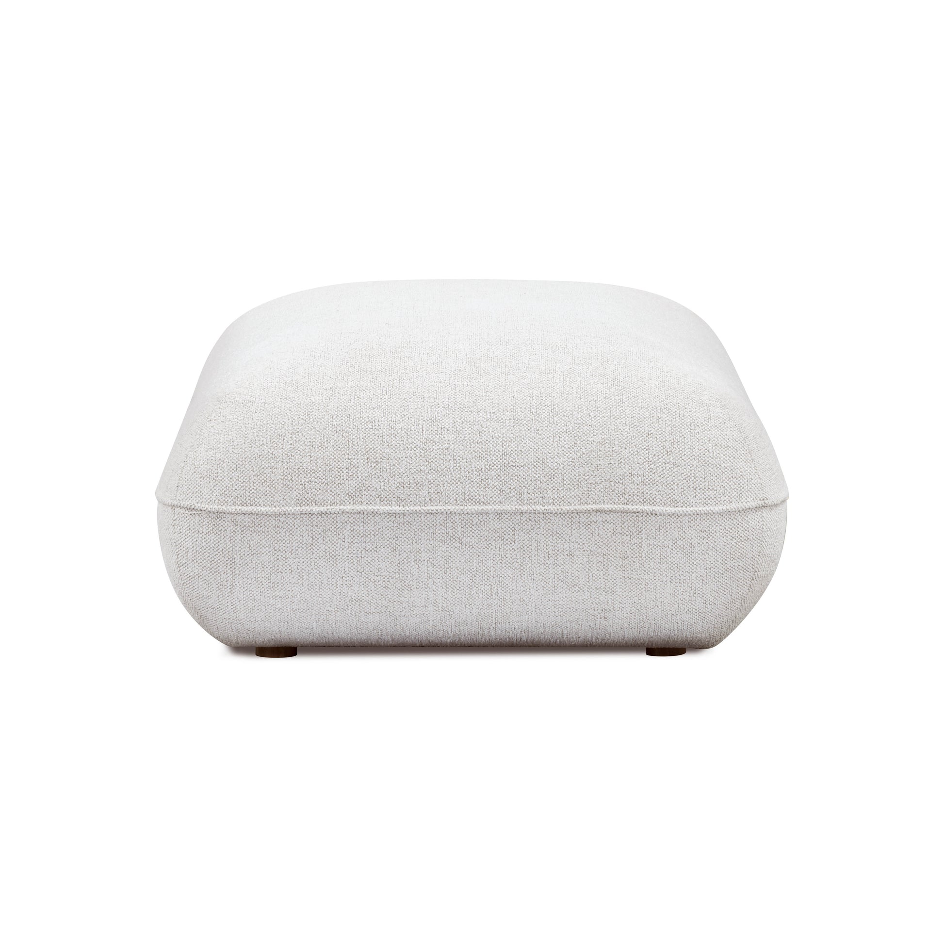 Arezza Stone White Contract-Grade Basketweave Chenille Ottoman - Image 1