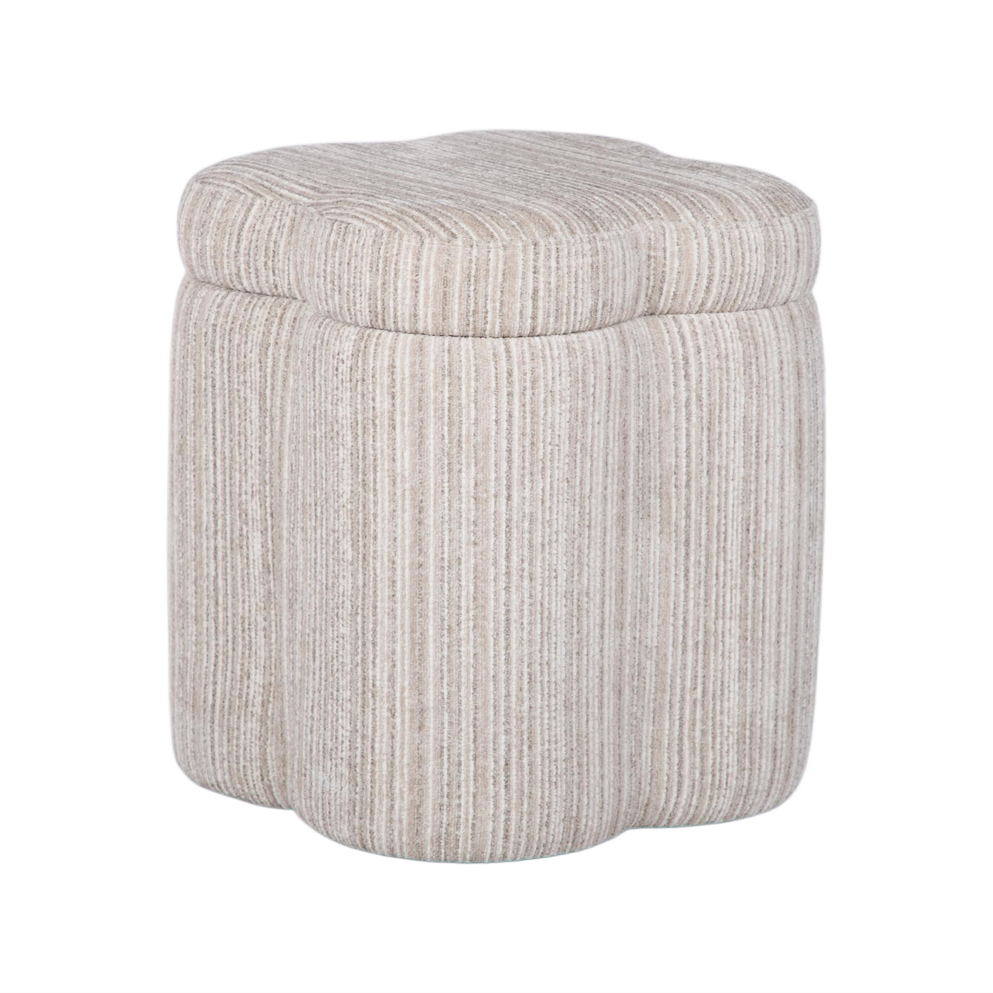 Lilou Cream Striped Jacquard Storage Accent Stool - Image 1