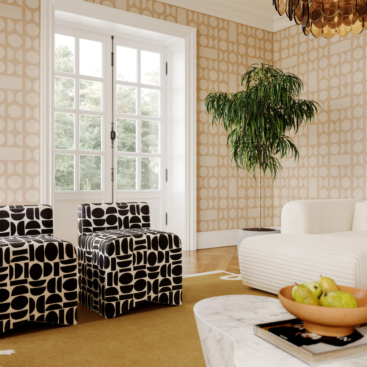 Pippa Accent Stool - Black and White - Image 2