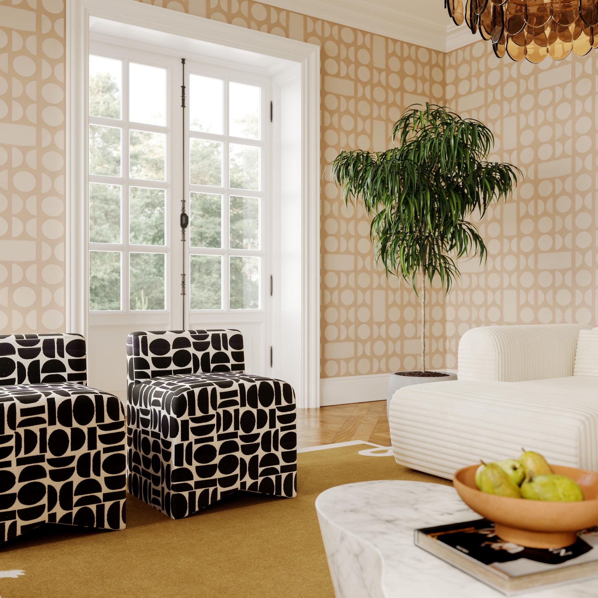 Pippa Accent Stool - Black and White - Image 2