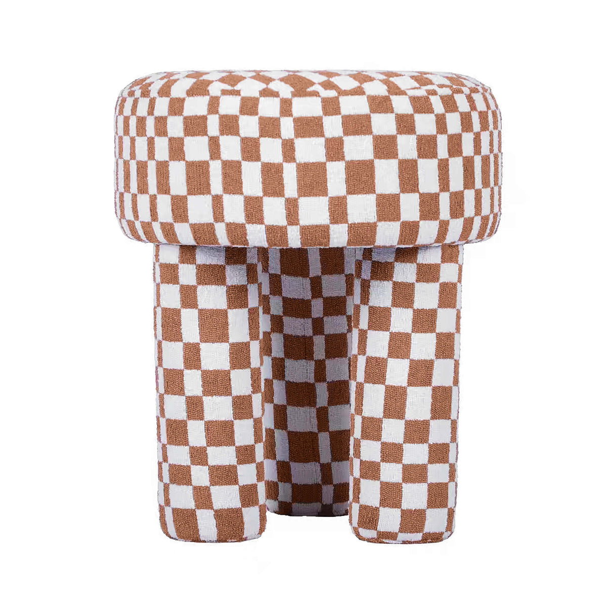 Claire Textured Accent Stool - White/Brown - Image 5