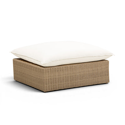 Cali Performance Fabric & Wicker Outdoor Ottoman - Image 1