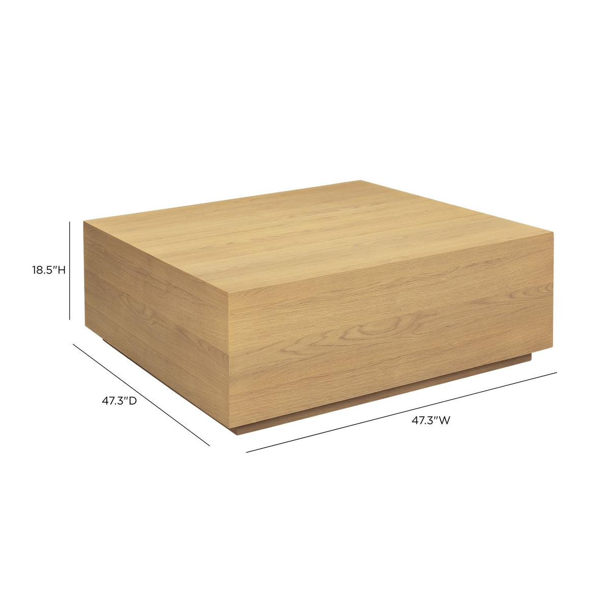 Brienne 47" Natural Oak Oversize Square Coffee Table - Image 5