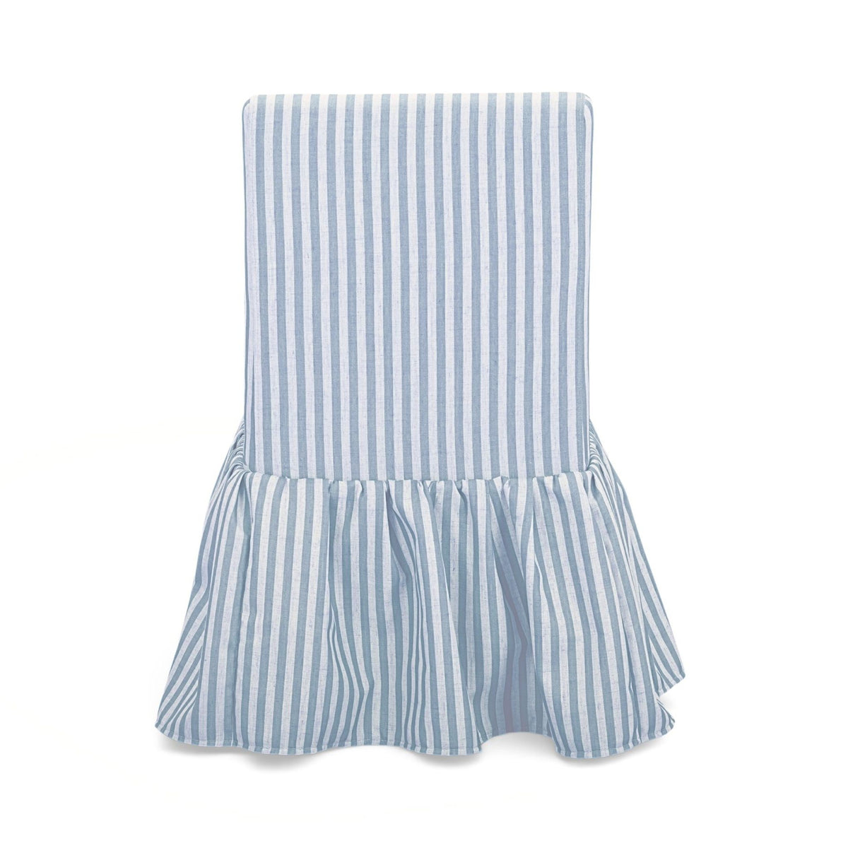 Gertrude Striped Performance Linen Skirted Dining Chair - Blue - Image 5