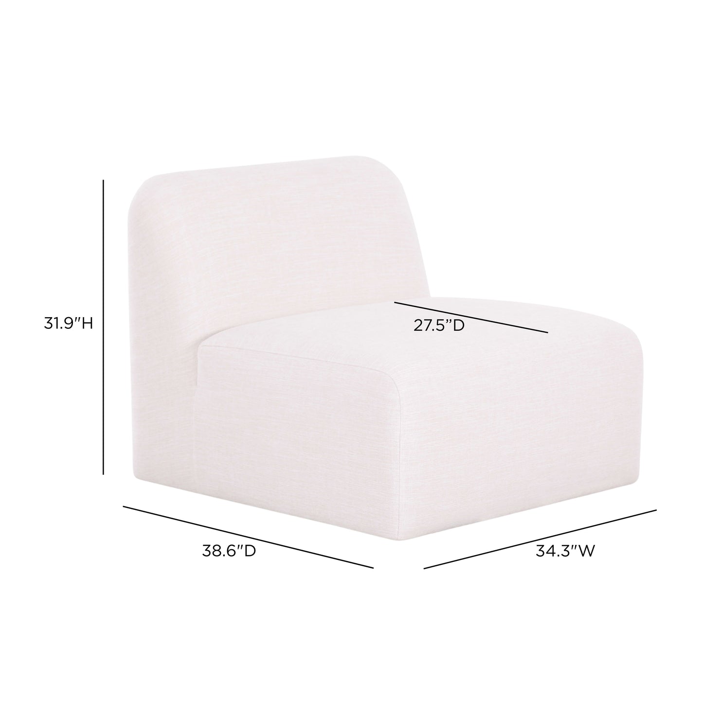Gorge Modular Armless Chair - Cream - Image 7