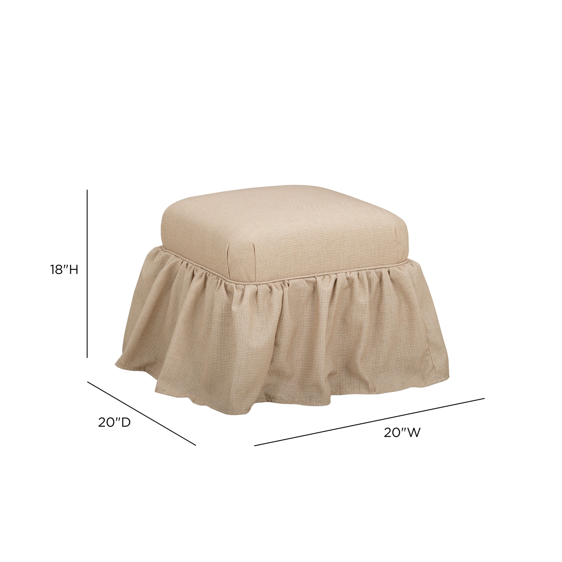 Gertrude Yellow Gingham Performance Linen Skirted Ottoman - Image 7