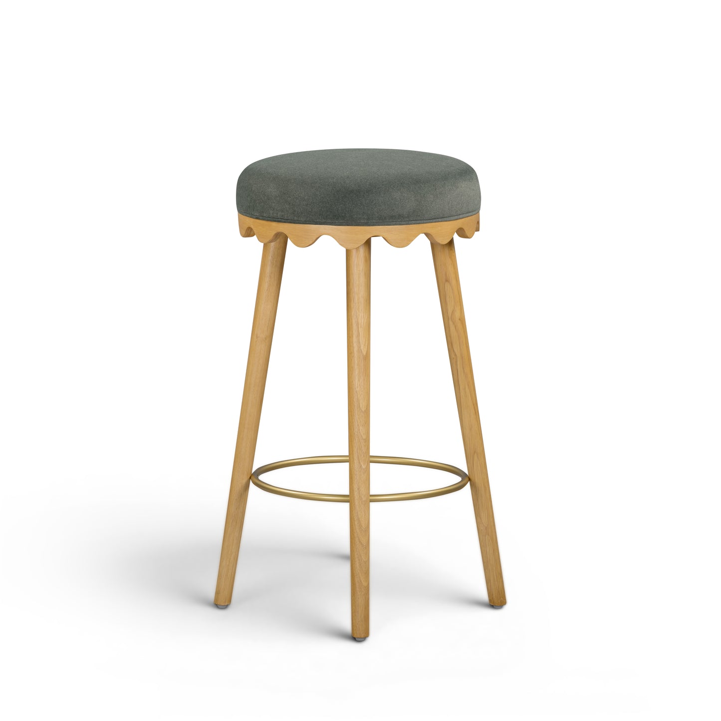 Oodle Green Performance Vegan Mohair Natural Bar Stool - Image 3