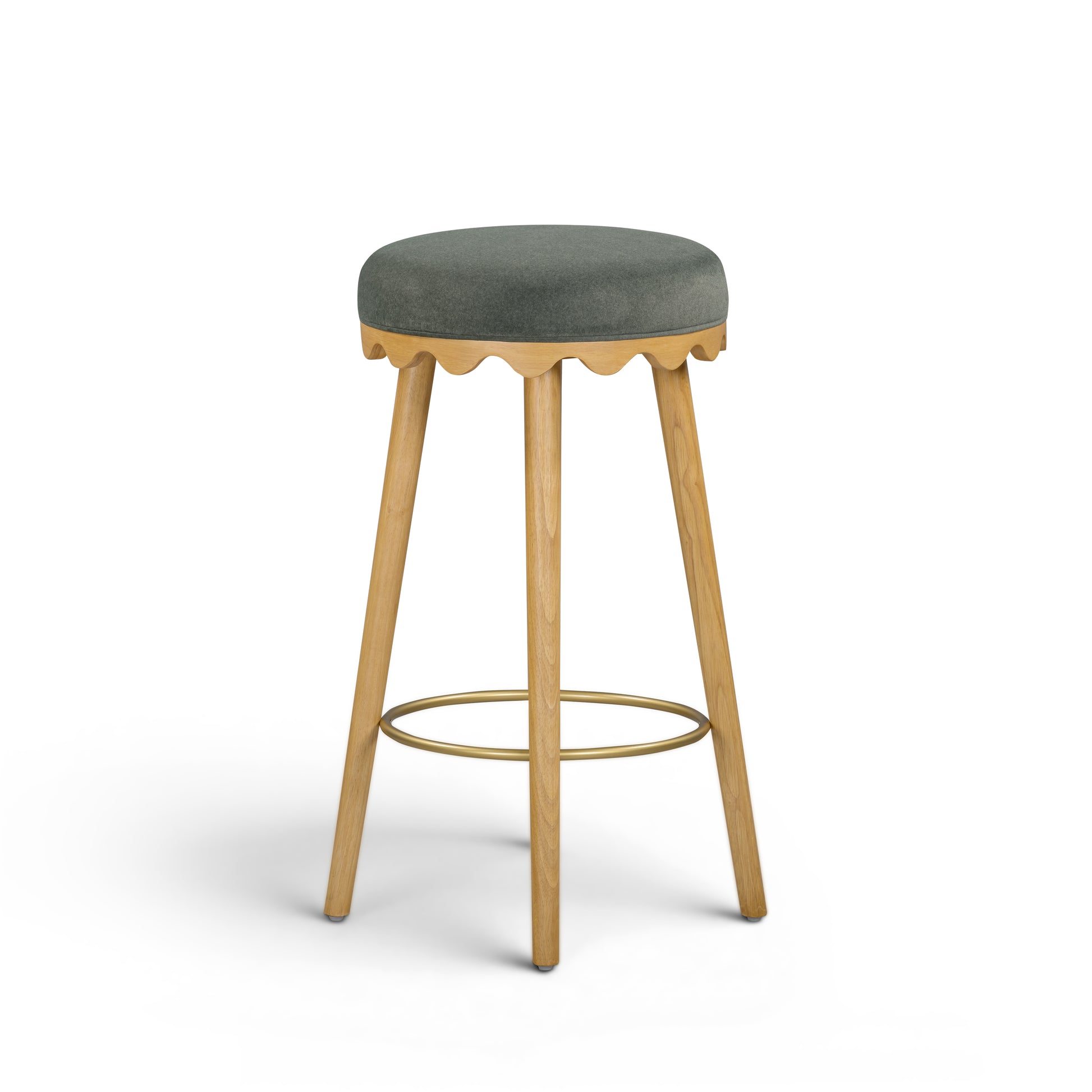 Oodle Green Performance Vegan Mohair Natural Bar Stool - Image 3