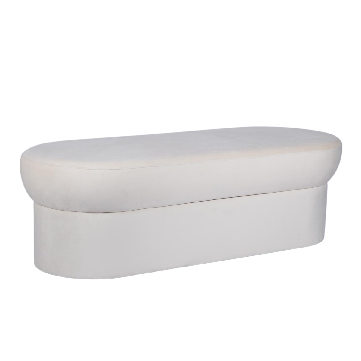 Andrea Performance Velvet Storage Bench (31"-50") - Cream / 50" - Image 1