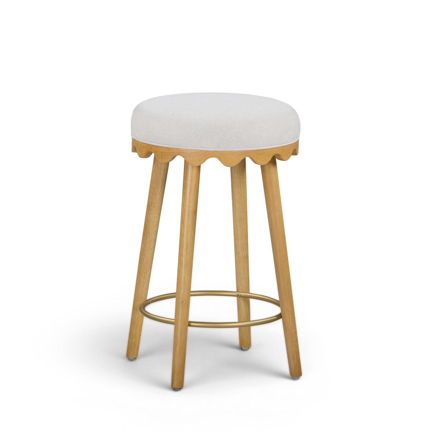 Oodle Cream Performance Vegan Mohair Natural Counter Stool - Image 2