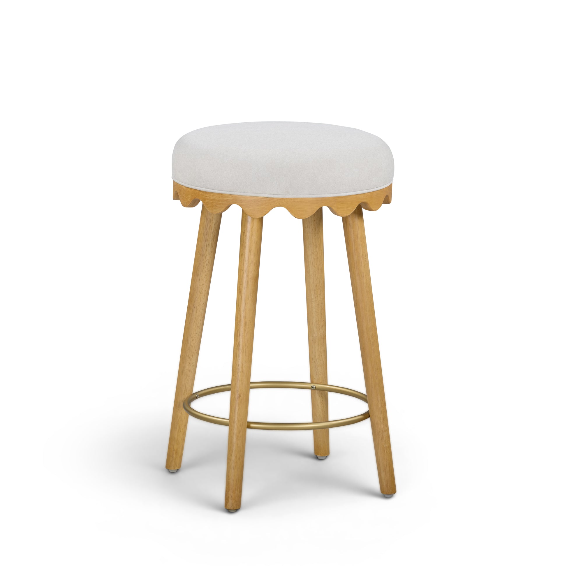 Oodle Cream Performance Vegan Mohair Natural Counter Stool - Image 2
