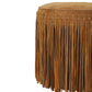 Daphne Round Suede Fringe Ottoman - Cognac - Image 4