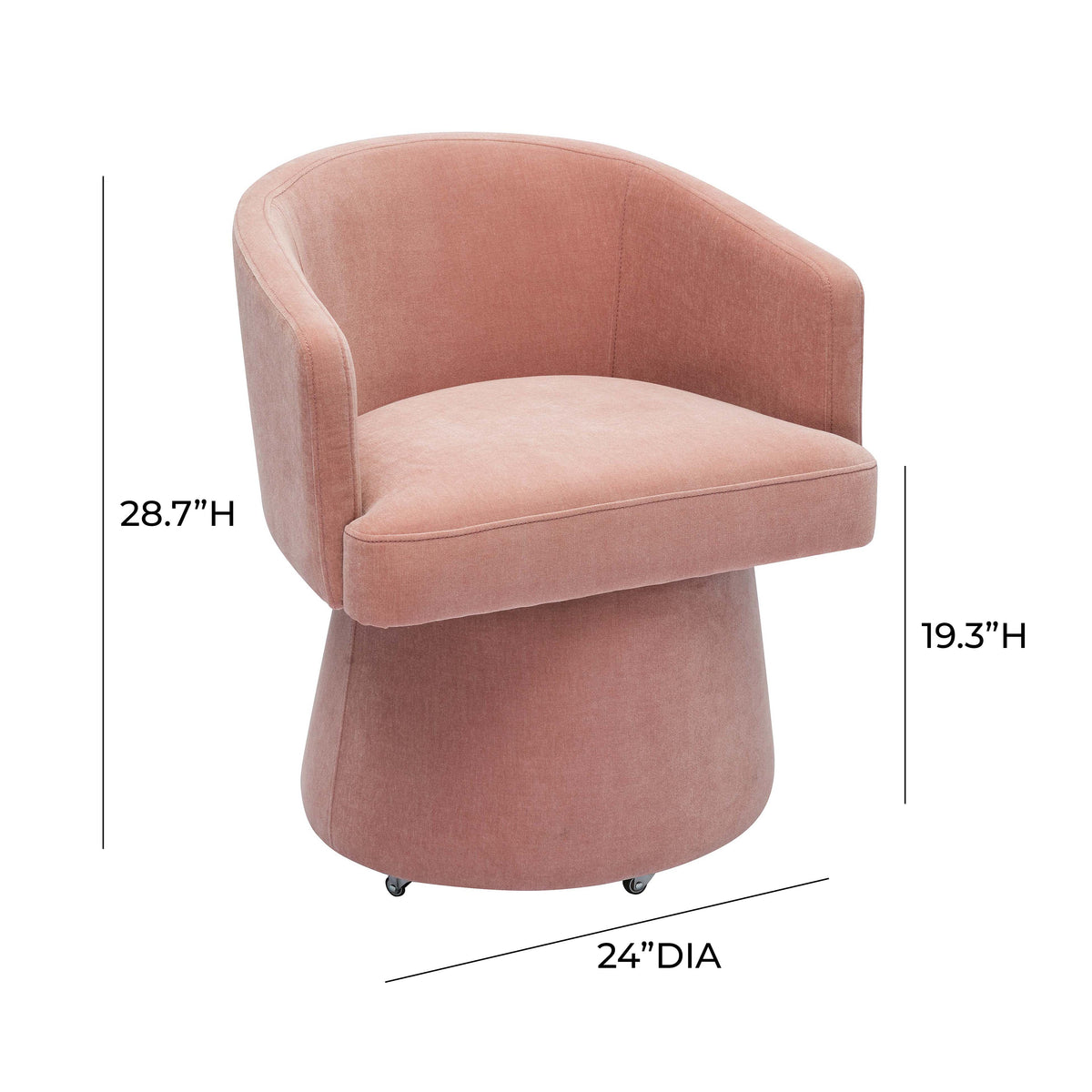 Kristen Rolling Desk Chair - Pink - Image 7
