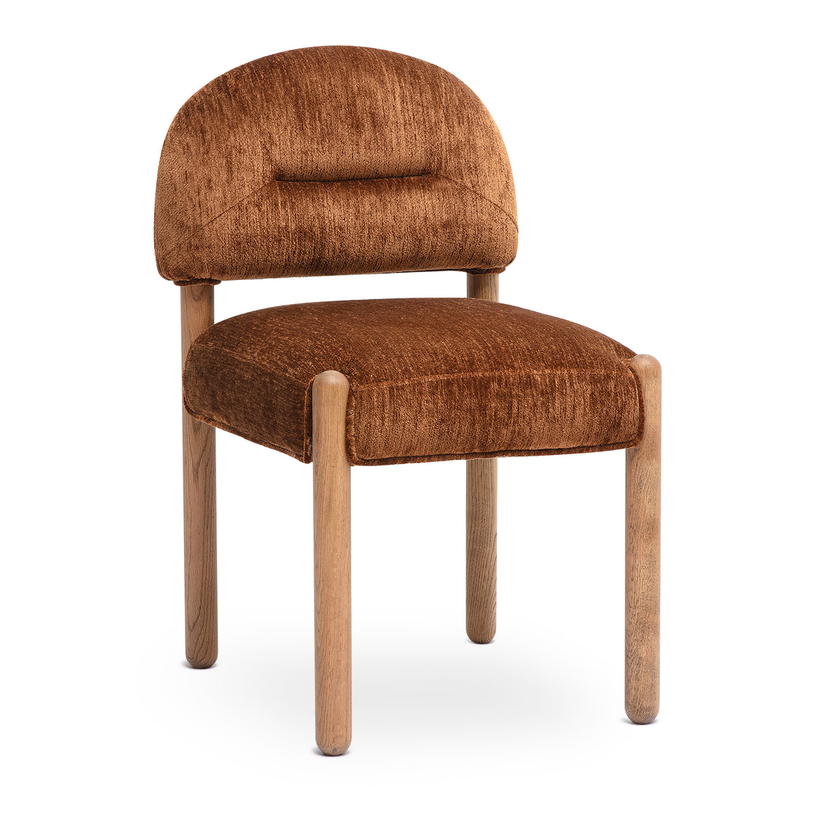 Bruno Thick Performance Chenille Arched Back Dining Chair - Bronze - Image 1