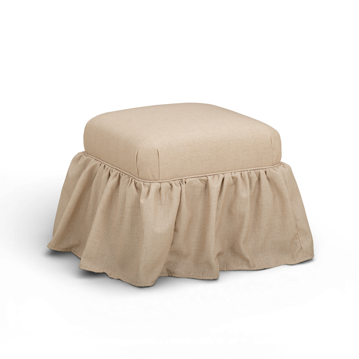 Gertrude Performance Linen Skirted Ottoman - Yellow - Image 1