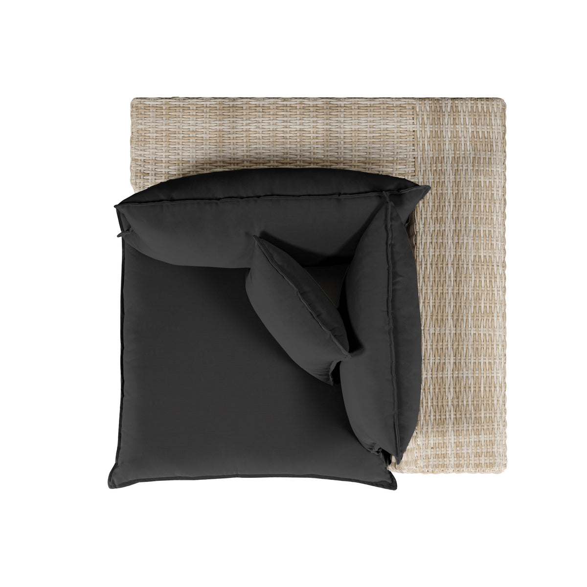 Cali Performance Fabric & Wicker Outdoor Corner Chair - Black / Natural - Image 4