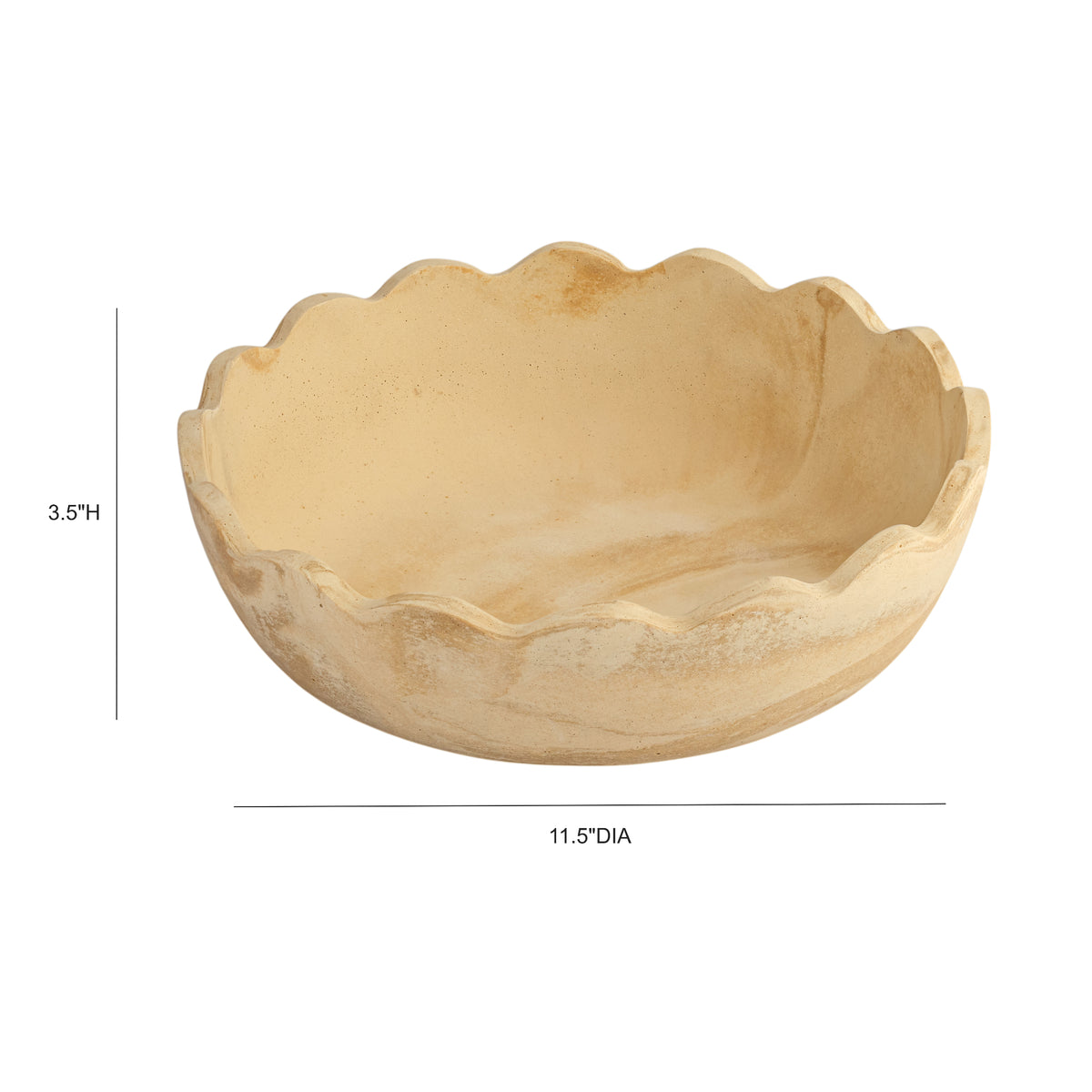 Holly Scalloped Resin Salad Bowl - Sandstone - Image 4