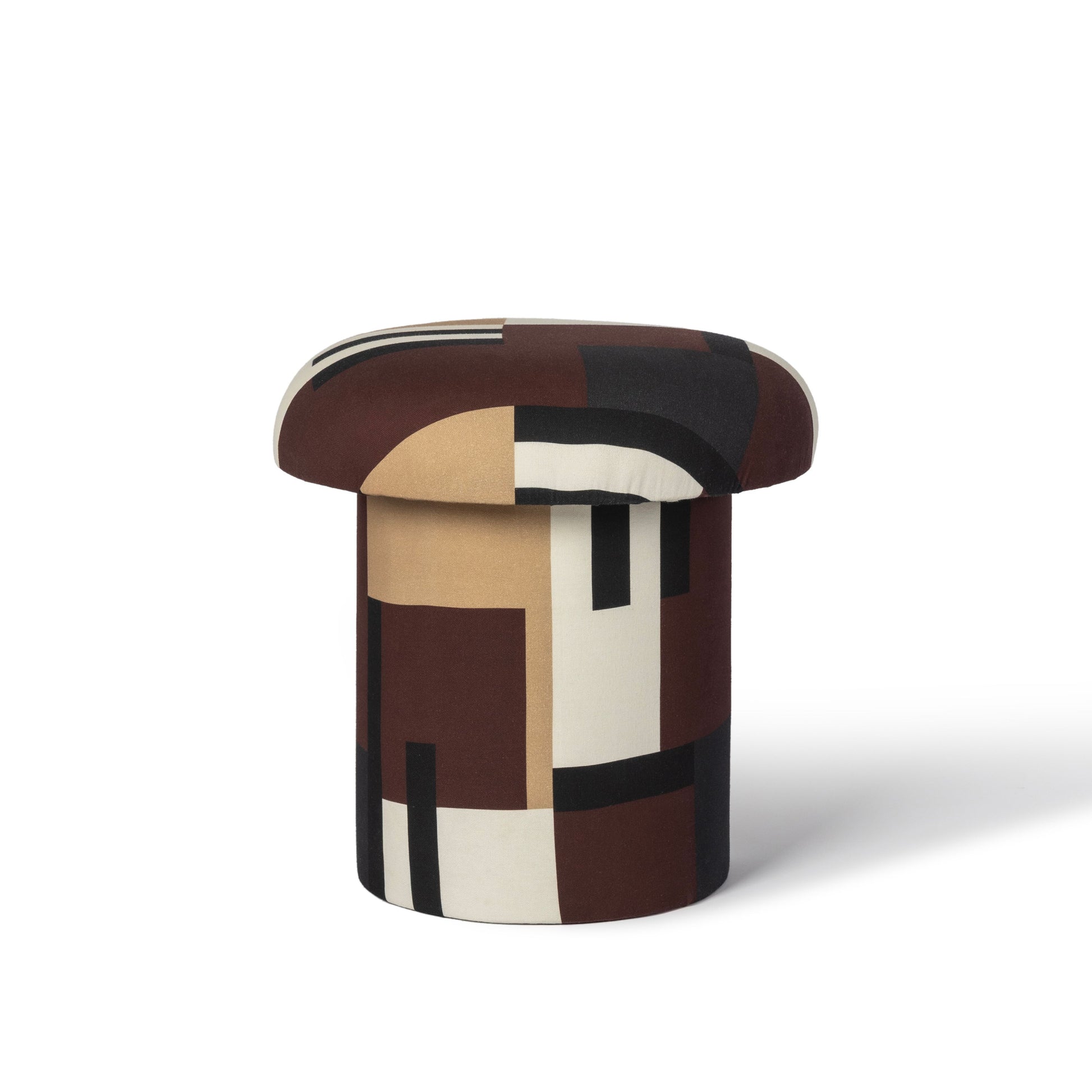 Lucy Mud Brown Abstract Print Mushroom Accent Stool - Image 2