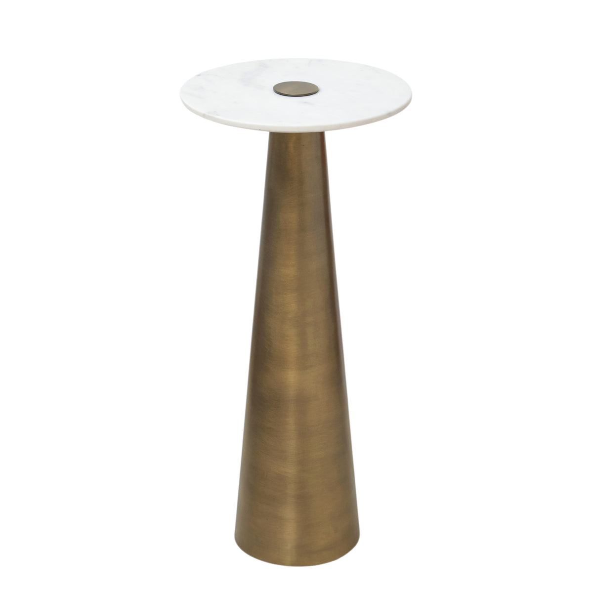 Clement Antique Brass Side Table with White Marble - 10