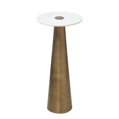 Clement Antique Brass Side Table with White Marble - 10" - Image 1