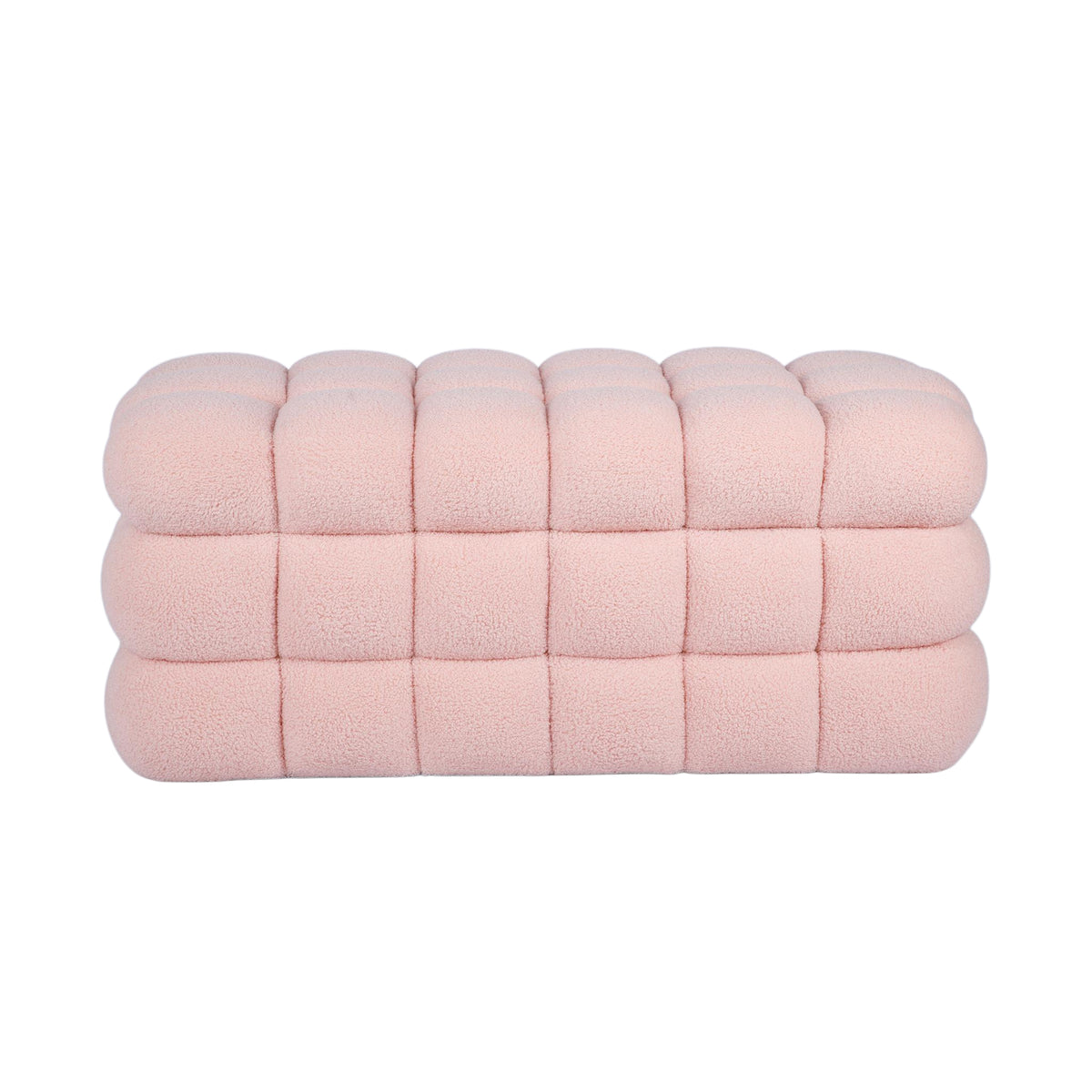 Anita 39" Faux Shearling Storage Bench With Reversible Tray Top - Pink - Image 2