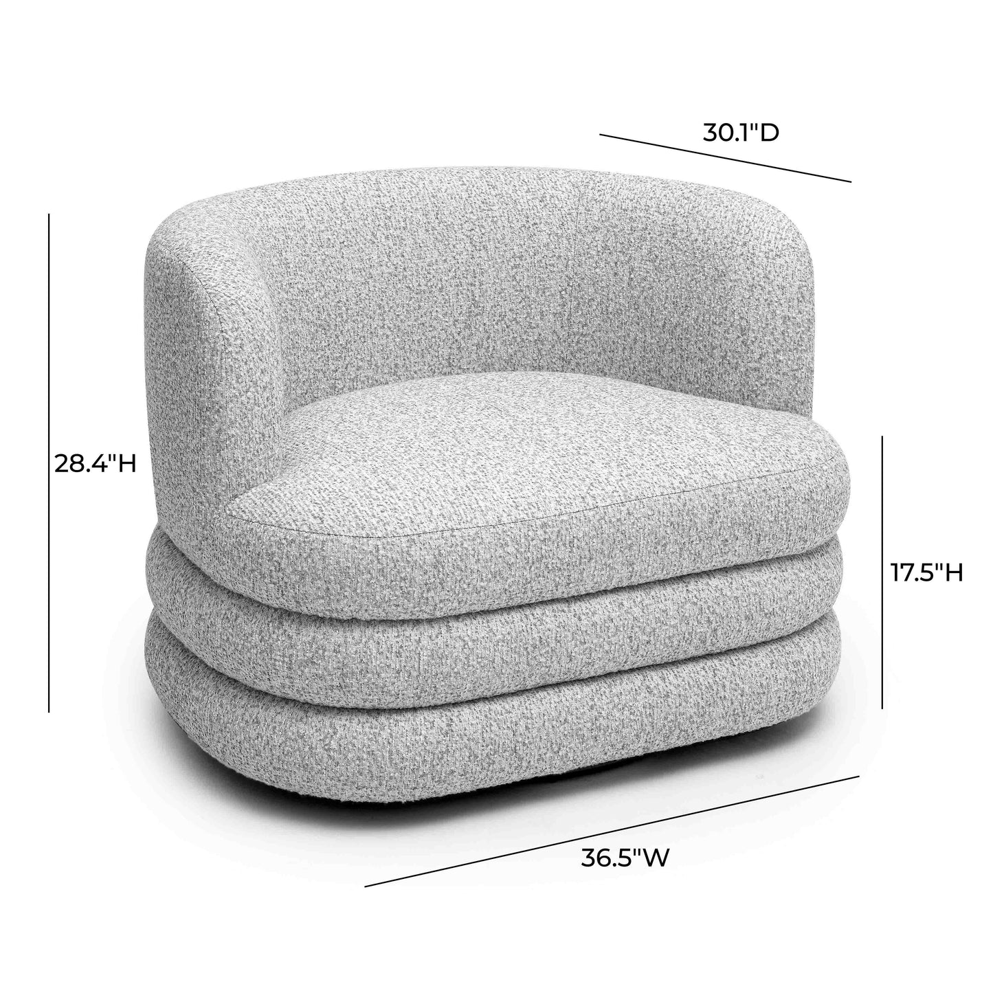 Astor Swivel Hotel Lounge Chair - Light Grey - Image 6