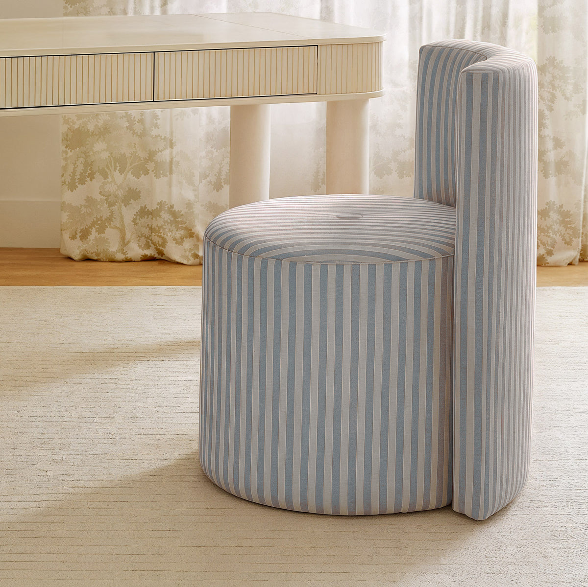 Alyssa Rolling Desk Chair - Blue - Image 2