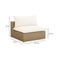 Cali Performance Fabric & Wicker Outdoor Armless Chair - Cream / Brown - Image 5