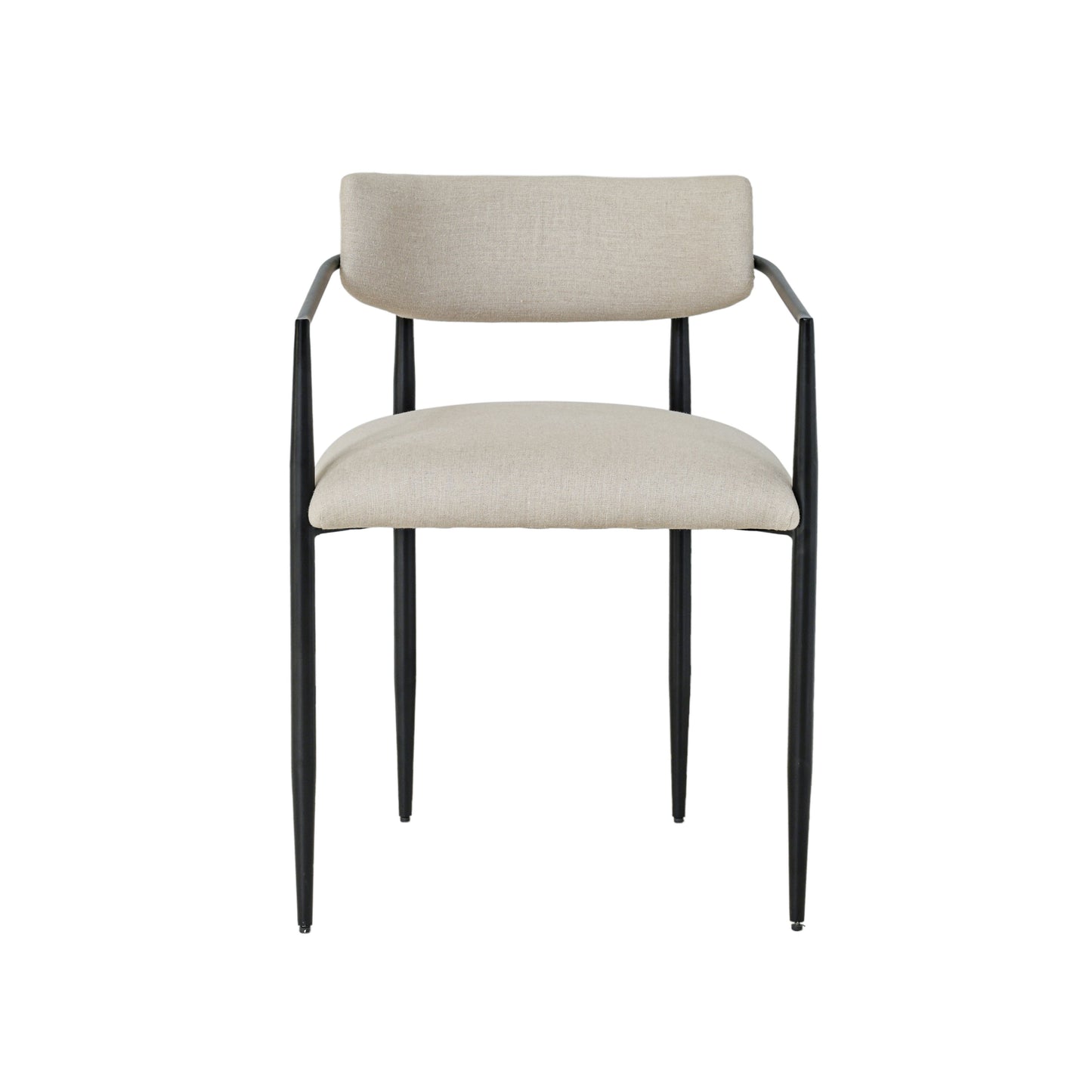 Forte Cream Linen Forged Iron Dining Chair - Image 1