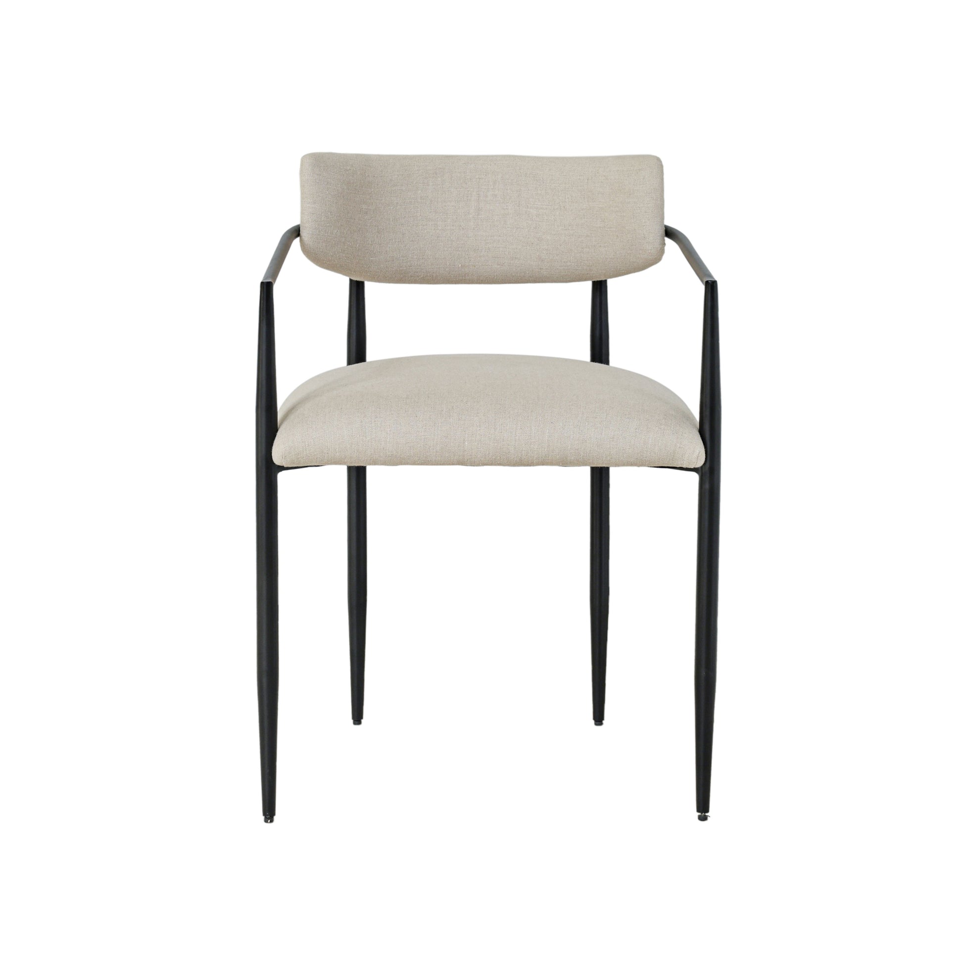 Forte Cream Linen Forged Iron Dining Chair - Image 1