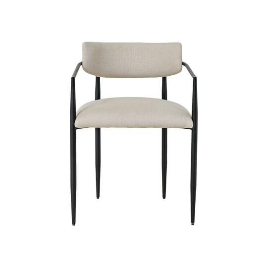 Forte Cream Linen Forged Iron Dining Chair - Image 1