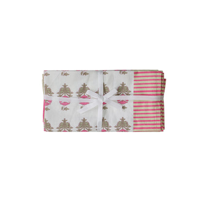 Crissy Cotton Canvas Printed Napkins - Set of 4 - Pink Vintage Floral - Image 1