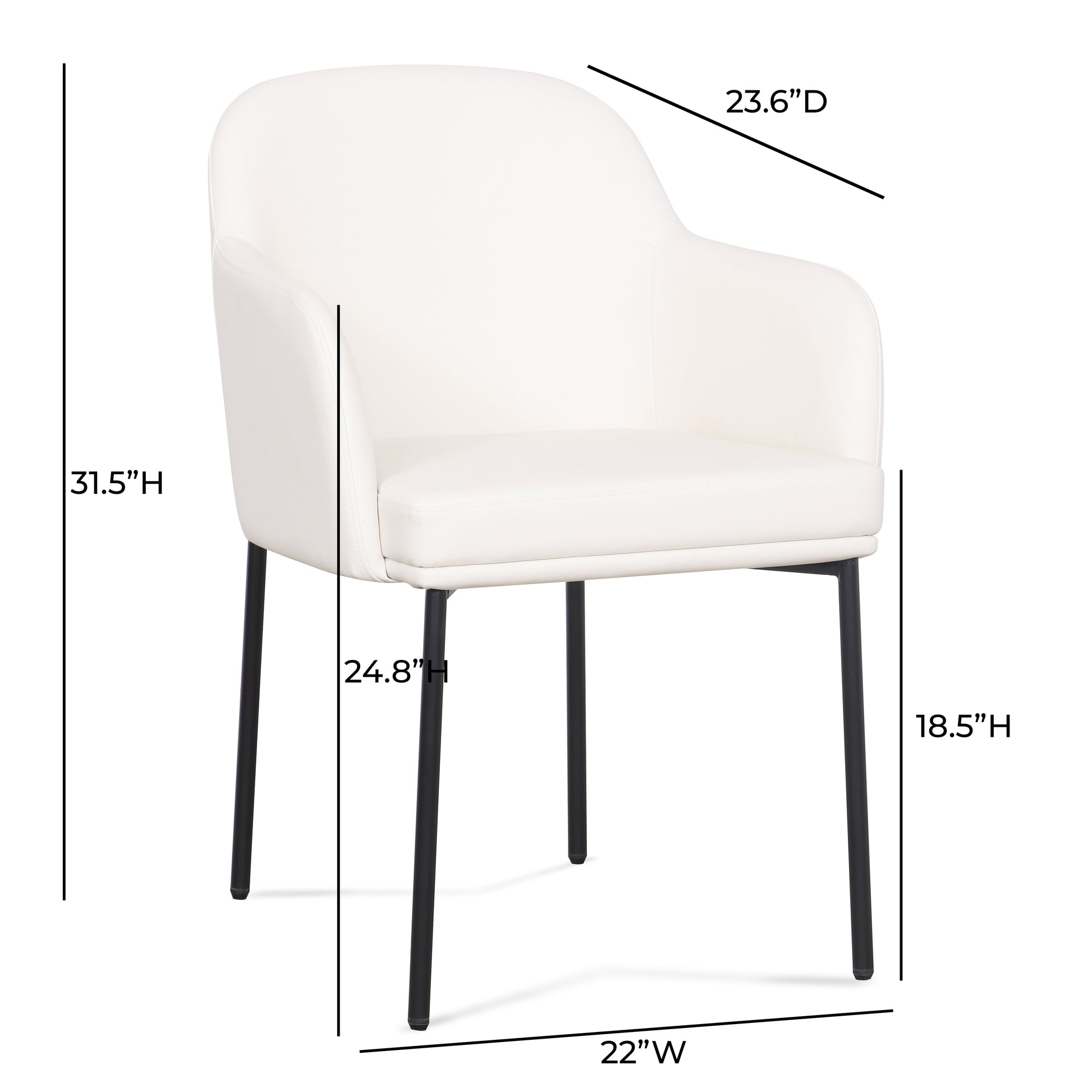 Sydney Performance Vegan Leather Armchair - Set of 2 - Cream - Image 7