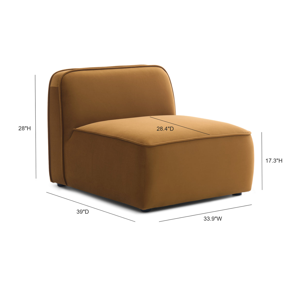 Travie Modular Armless Chair - Honey - Image 4