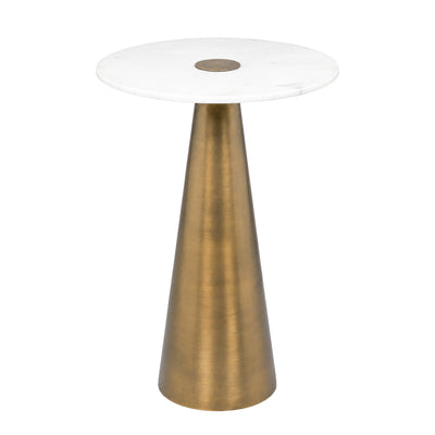 Clement Antique Brass Side Table with White Marble - Image 1