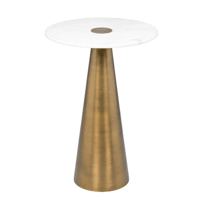 Clement Antique Brass Side Table with White Marble - 16" - Image 1